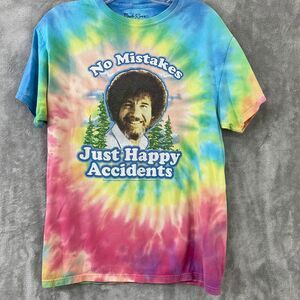 Bob Ross No Mistakes Just Happy Accidents tie dye T-Shirt Mens Size M